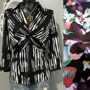 Essentials by Milano Watercolor Floral Knot Top M